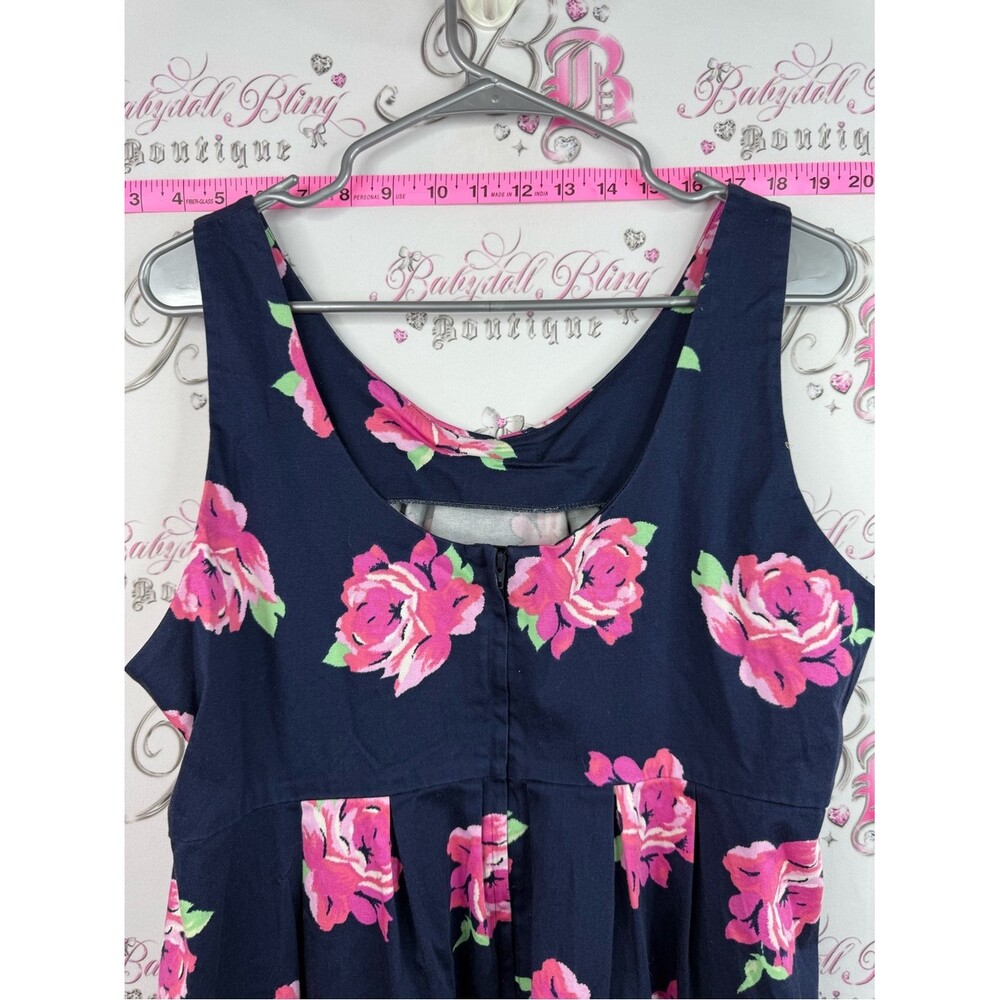 Motherhood Maternity dress Navy Floral Midi Dress with Pink Roses - Picture 6 of 12